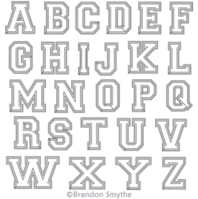 Varsity Letters Alphabet | Brandon Smythe | Digitized Quilting Designs